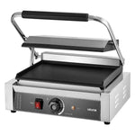 Komerciālais panini grils, 2200 W, nerūsējošais tērauds, 34x23 cm plakana emaljas plate ar temperatūras kontroli