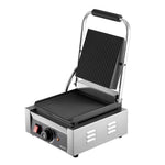 Komerciālais Panini grils 1800W, elektriskā sviestmaižu prese, nerūsējošais tērauds, temperatūras regulēšana, 22×23 cm plakana emaljas plate