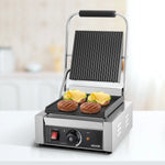 Komerciālais Panini grils 1800W, elektriskā sviestmaižu prese, nerūsējošais tērauds, temperatūras regulēšana, 22×23 cm plakana emaljas plate