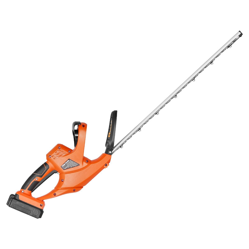 VEVOR bezvadu elektriskais dzīvžoga trimmeris, 20 V, 2 Ah akumulators, 510 mm divvirzienu asmens
