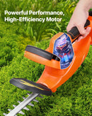 VEVOR bezvadu elektriskais dzīvžoga trimmeris, 20 V, 2 Ah akumulators, 510 mm divvirzienu asmens