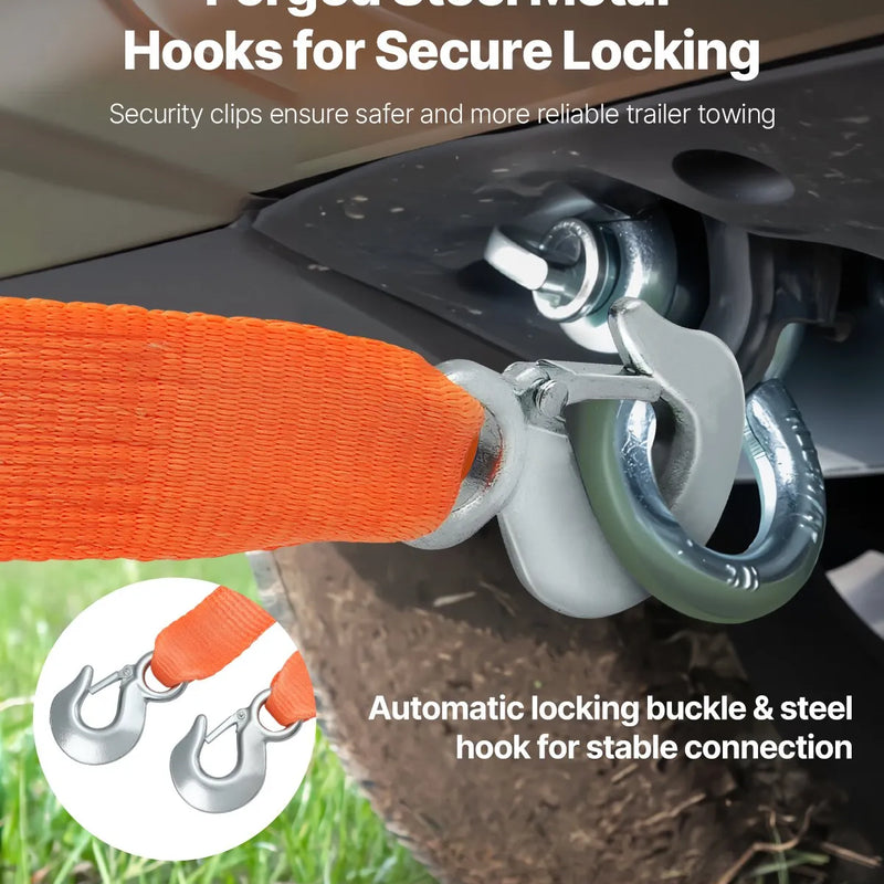 VEVOR Vilkšanas troses siksna 7 711 kg 6,1 m ar 2 āķiem