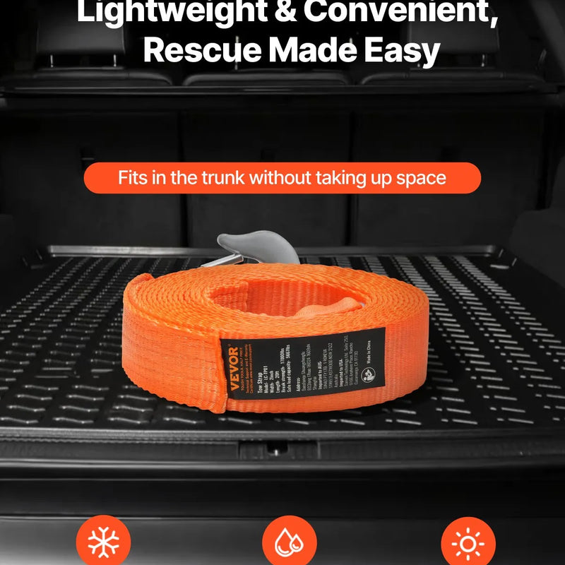 VEVOR Vilkšanas troses siksna 7 711 kg 6,1 m ar 2 āķiem