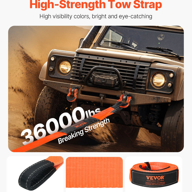 Автомобильный буксировочный ремень 16 329 кг 6,1 м для аварийных тяжелых работ