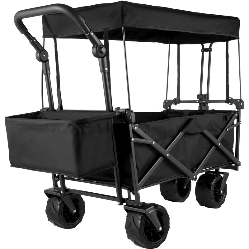 VEVOR saliekami transportēšanas ratiņi ar noņemamu jumtu, 600D oxford audums, ratiņi ar lieliem riteņiem un regulējamu rokturi, pārnēsājami salokāmi ratiņi pludmalei, dārzam un sporta aktivitātēm