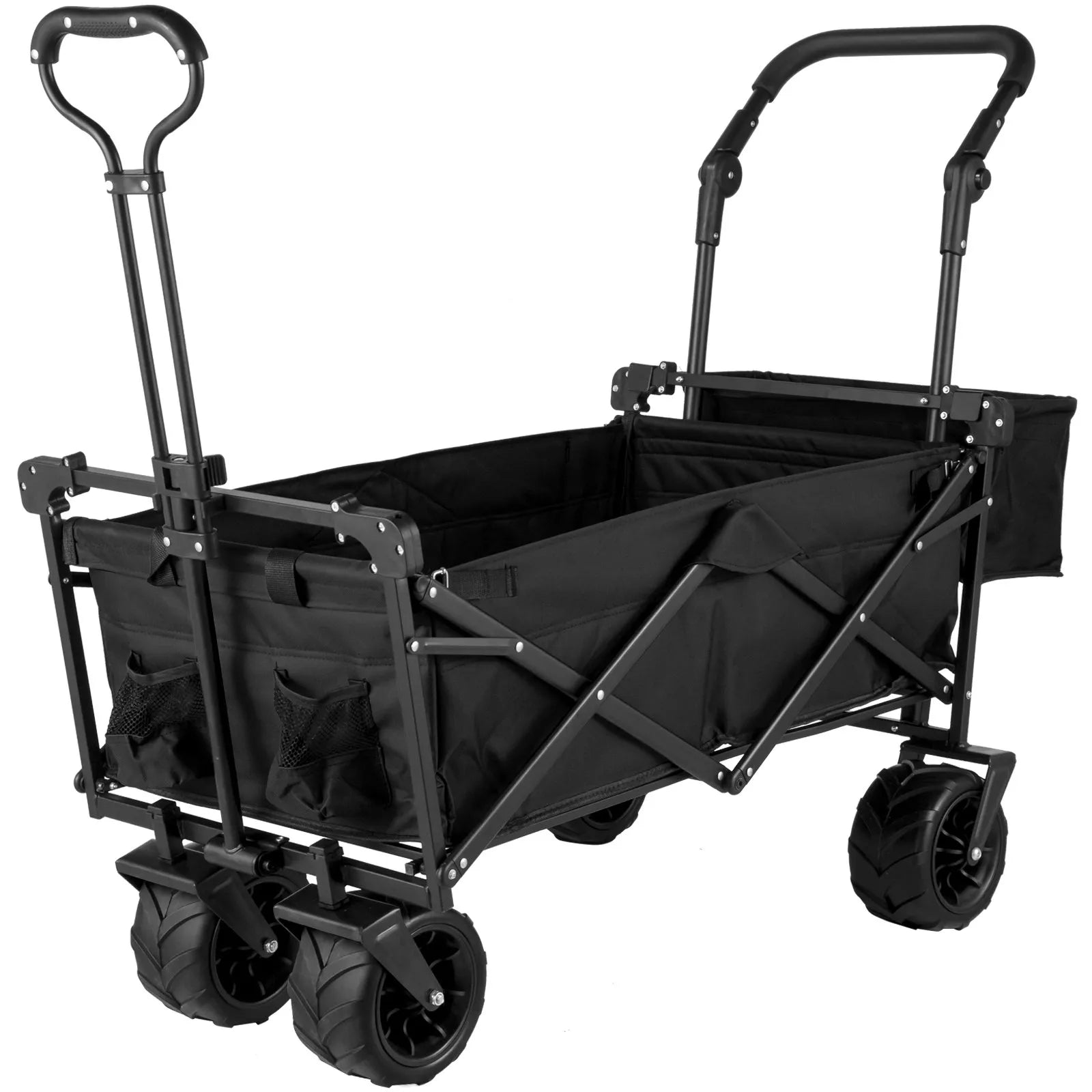VEVOR saliekami transportēšanas ratiņi ar noņemamu jumtu, 600D oxford audums, ratiņi ar lieliem riteņiem un regulējamu rokturi, pārnēsājami salokāmi ratiņi pludmalei, dārzam un sporta aktivitātēm