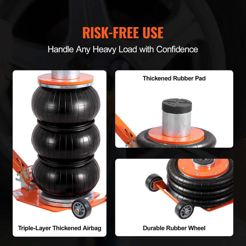 VEVOR pneimatiskais domkrats, 3 tonnas, ar paaugstinātu kolonnu, piemērots vieglajām automašīnām