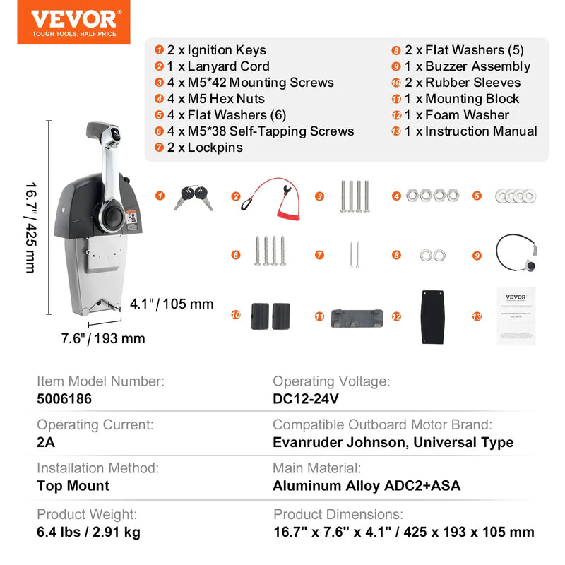 Augšpusē stiprināms tālvadības gāzes rokturis Evinrude/Johnson piekarināmajam motoram          Jautāt ChatGPT