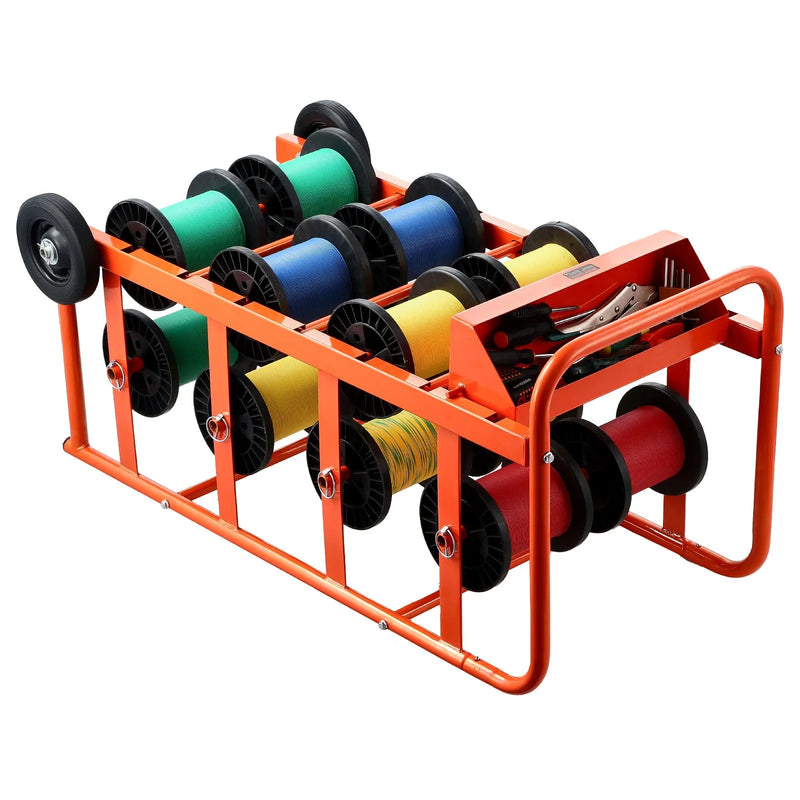 Vadu ruļļu statīvs ar 11 stieņiem — kabeļu turētājs rūpnieciskai un elektropreču tirdzniecības lietošanai