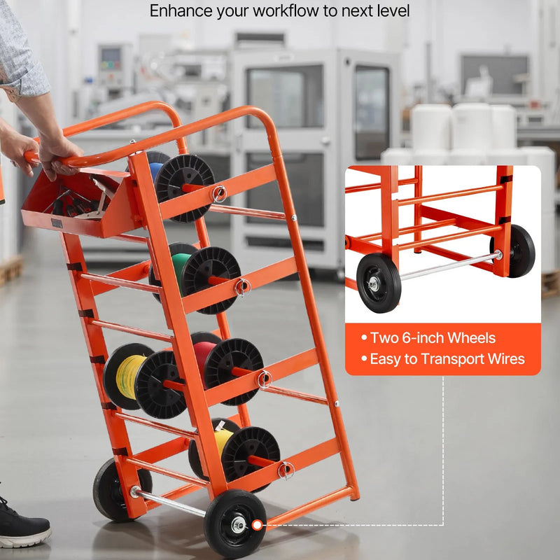 Vadu ruļļu statīvs ar 11 stieņiem — kabeļu turētājs rūpnieciskai un elektropreču tirdzniecības lietošanai