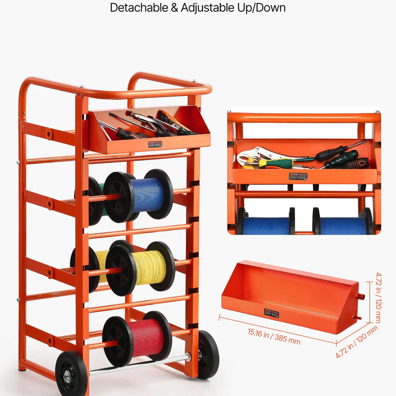 Vadu ruļļu statīvs ar 11 stieņiem — kabeļu turētājs rūpnieciskai un elektropreču tirdzniecības lietošanai