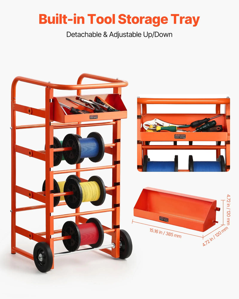 Vadu ruļļu statīvs ar 11 stieņiem — kabeļu turētājs rūpnieciskai un elektropreču tirdzniecības lietošanai