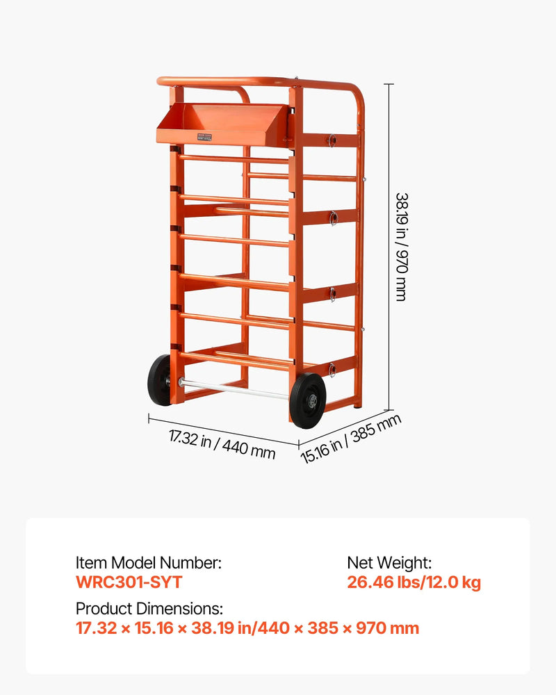 Vadu ruļļu statīvs ar 11 stieņiem — kabeļu turētājs rūpnieciskai un elektropreču tirdzniecības lietošanai