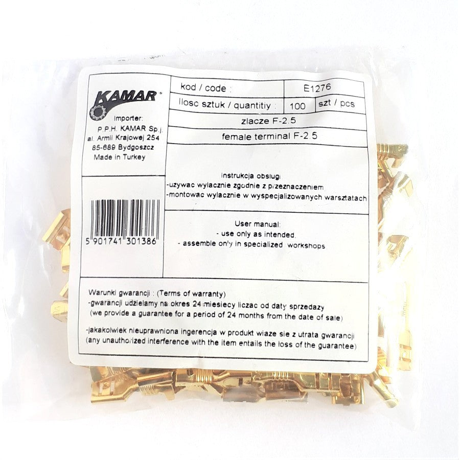 KAMAR – mātītes vadu konektori 6,4 mm, 100 gab.