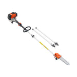 VEVOR benzīna teleskopiskais zaru zāģis ar 43 cm³ divtaktu dzinēju, 25,4 cm griešanas sliedi, rotējamu griešanas galvu un pagarinājumu no 2,1 līdz 3,6 m, jaudīgs bezvadu ķēdes zāģis koku apgriešanai un kopšanai