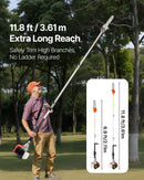 VEVOR benzīna teleskopiskais zaru zāģis ar 43 cm³ divtaktu dzinēju, 25,4 cm griešanas sliedi, rotējamu griešanas galvu un pagarinājumu no 2,1 līdz 3,6 m, jaudīgs bezvadu ķēdes zāģis koku apgriešanai un kopšanai