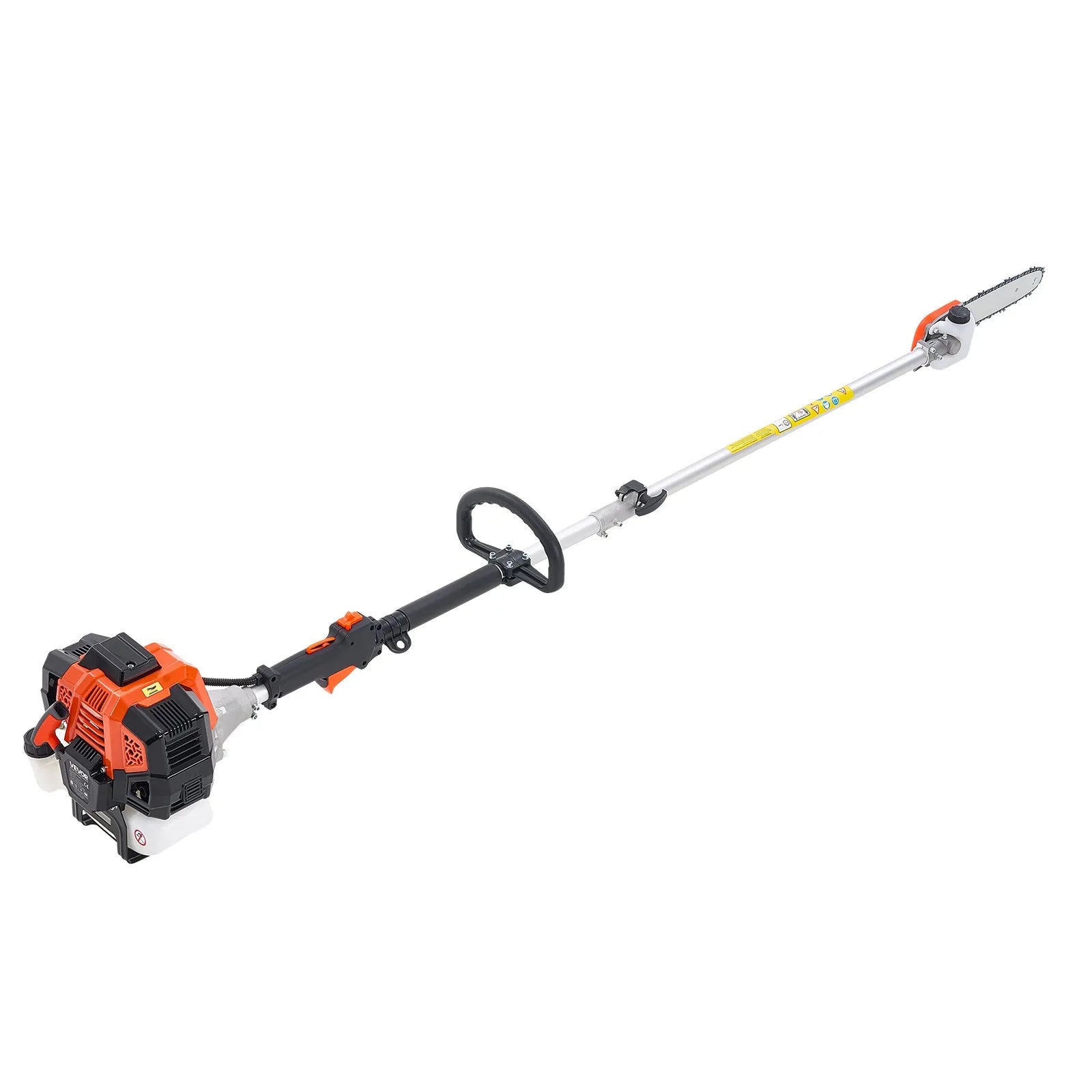 VEVOR benzīna teleskopiskais zaru zāģis ar 33 cm³ divtaktu dzinēju, 20,3 cm griešanas sliedi, 850 ml degvielas tvertni un pagarinājumu no 2,08 līdz 3,58 m, jaudīgs bezvadu ķēdes zāģis koku apgriešanai un kopšanai