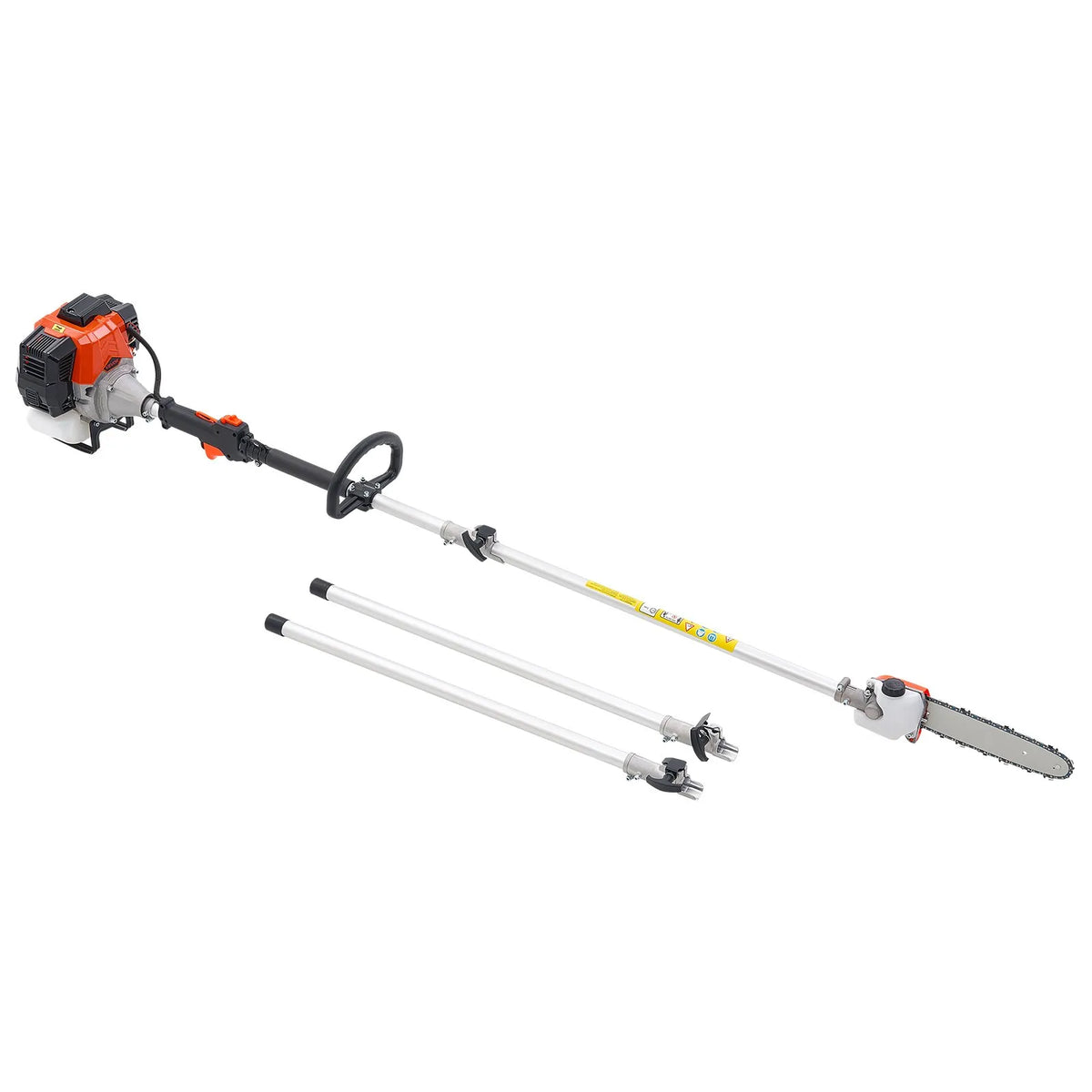 VEVOR benzīna teleskopiskais zaru zāģis ar 33 cm³ divtaktu dzinēju, 20,3 cm griešanas sliedi, 850 ml degvielas tvertni un pagarinājumu no 2,08 līdz 3,58 m, jaudīgs bezvadu ķēdes zāģis koku apgriešanai un kopšanai