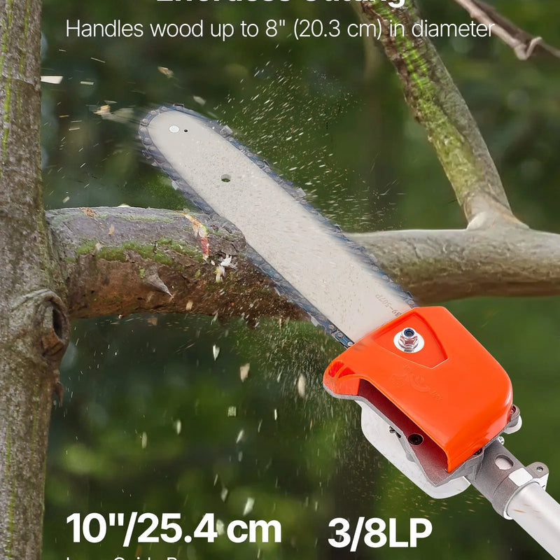 VEVOR benzīna teleskopiskais zaru zāģis ar 33 cm³ divtaktu dzinēju, 20,3 cm griešanas sliedi, 850 ml degvielas tvertni un pagarinājumu no 2,08 līdz 3,58 m, jaudīgs bezvadu ķēdes zāģis koku apgriešanai un kopšanai