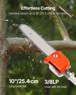 VEVOR benzīna teleskopiskais zaru zāģis ar 33 cm³ divtaktu dzinēju, 20,3 cm griešanas sliedi, 850 ml degvielas tvertni un pagarinājumu no 2,08 līdz 3,58 m, jaudīgs bezvadu ķēdes zāģis koku apgriešanai un kopšanai