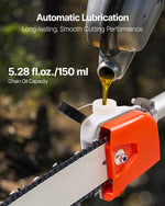 VEVOR benzīna teleskopiskais zaru zāģis ar 33 cm³ divtaktu dzinēju, 20,3 cm griešanas sliedi, 850 ml degvielas tvertni un pagarinājumu no 2,08 līdz 3,58 m, jaudīgs bezvadu ķēdes zāģis koku apgriešanai un kopšanai