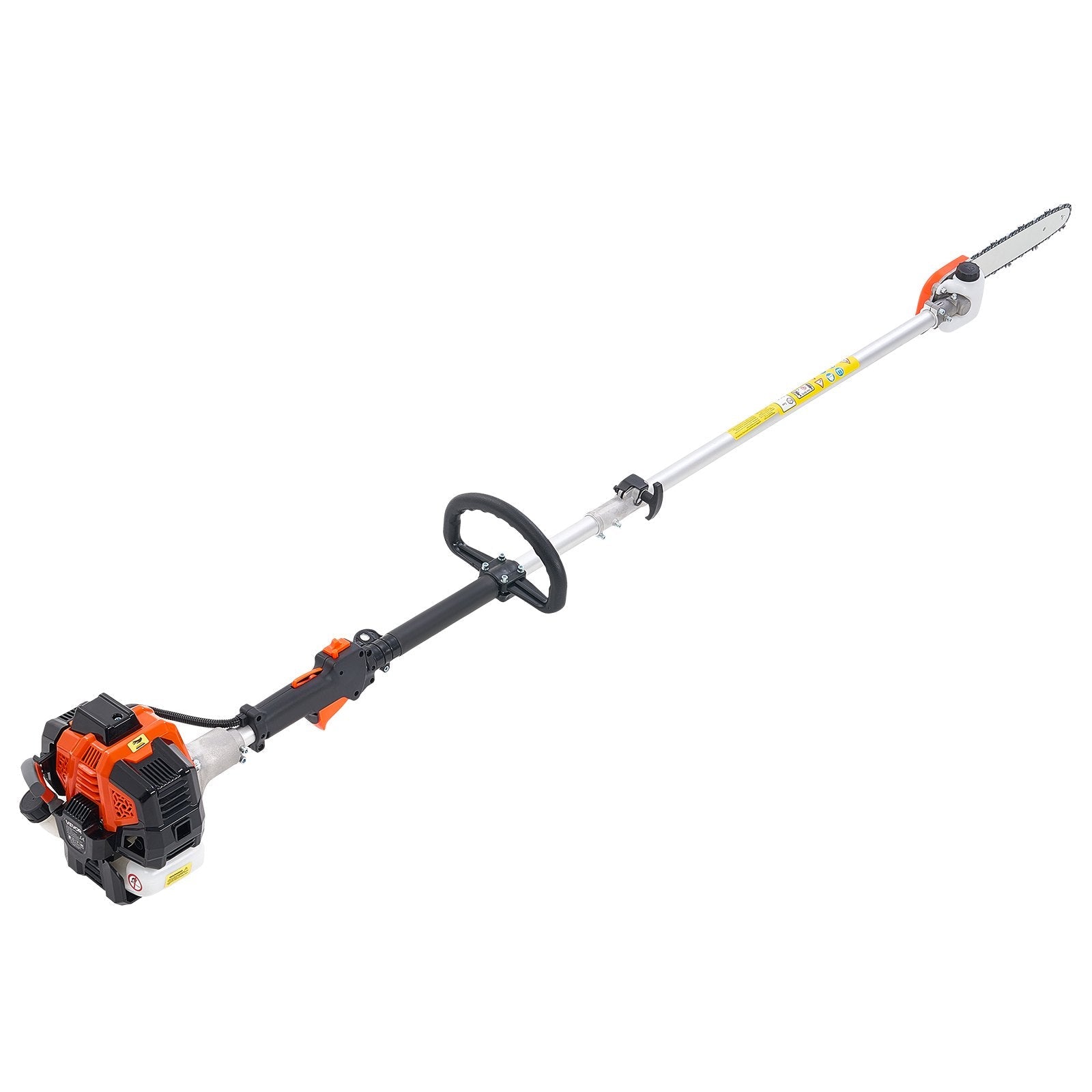 VEVOR benzīna teleskopiskais zaru zāģis ar 25 cm³ divtaktu dzinēju, 30,5 cm griešanas sliedi, 650 ml degvielas tvertni un pagarinājumu no 2,12 līdz 3,62 m, jaudīgs bezvadu ķēdes zāģis koku apgriešanai un kopšanai