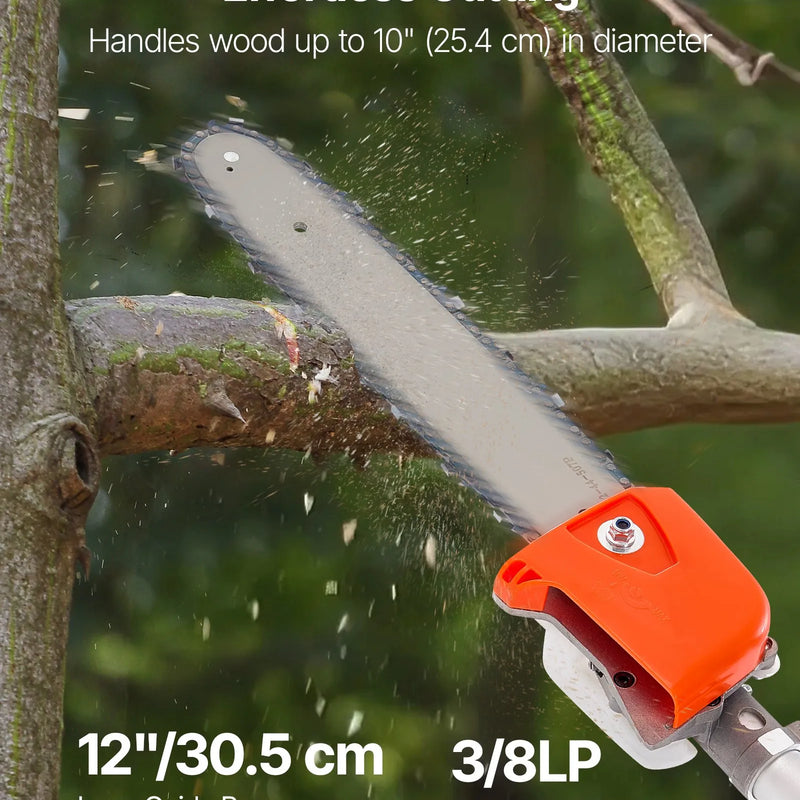 VEVOR benzīna teleskopiskais zaru zāģis ar 25 cm³ divtaktu dzinēju, 30,5 cm griešanas sliedi, 650 ml degvielas tvertni un pagarinājumu no 2,12 līdz 3,62 m, jaudīgs bezvadu ķēdes zāģis koku apgriešanai un kopšanai