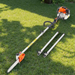 VEVOR benzīna teleskopiskais zaru zāģis ar 43 cm³ divtaktu dzinēju, 30,5 cm griešanas sliedi, rotējamu griešanas galvu un pagarinājumu no 2,16 līdz 3,66 m, jaudīgs bezvadu ķēdes zāģis koku apgriešanai un kopšanai