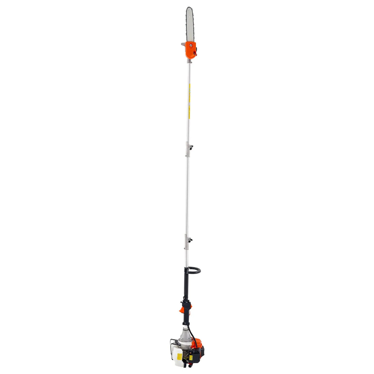 VEVOR benzīna teleskopiskais zaru zāģis ar 43 cm³ divtaktu dzinēju, 30,5 cm griešanas sliedi, rotējamu griešanas galvu un pagarinājumu no 2,16 līdz 3,66 m, jaudīgs bezvadu ķēdes zāģis koku apgriešanai un kopšanai