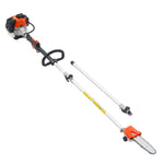 VEVOR benzīna teleskopiskais zaru zāģis ar 25 cm³ divtaktu dzinēju, 20,3 cm griešanas sliedi, 650 ml degvielas tvertni un pagarinājumu no 2 līdz 2,74 m, jaudīgs bezvadu ķēdes zāģis koku apgriešanai un kopšanai