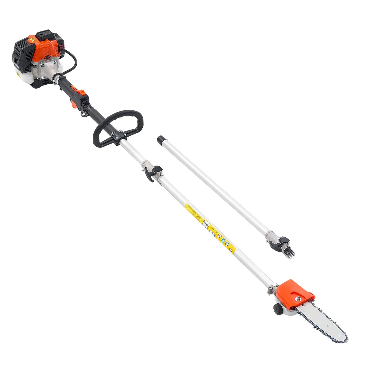VEVOR benzīna teleskopiskais zaru zāģis ar 25 cm³ divtaktu dzinēju, 20,3 cm griešanas sliedi, 650 ml degvielas tvertni un pagarinājumu no 2 līdz 2,74 m, jaudīgs bezvadu ķēdes zāģis koku apgriešanai un kopšanai