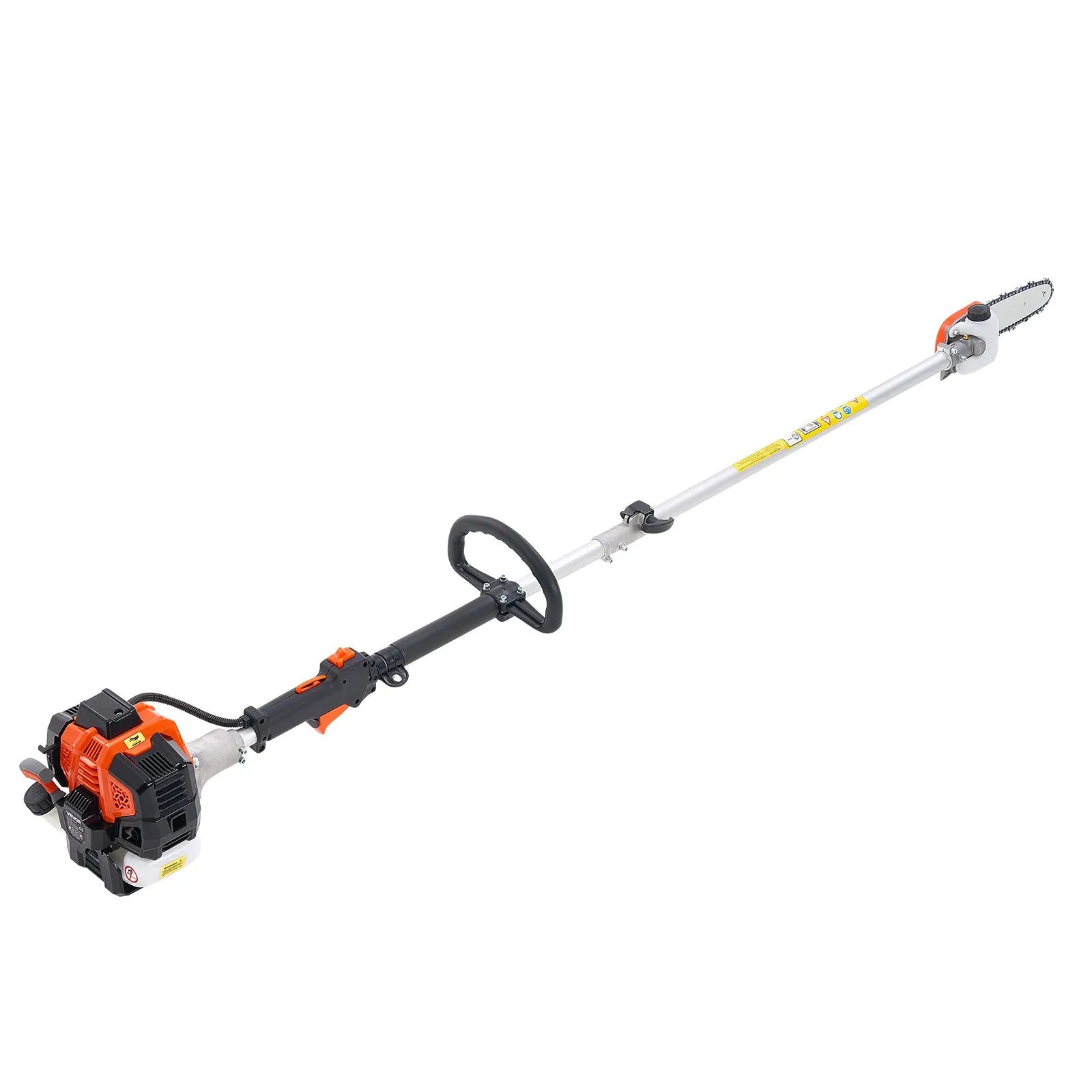 VEVOR benzīna teleskopiskais zaru zāģis ar 25 cm³ divtaktu dzinēju, 20,3 cm griešanas sliedi, 650 ml degvielas tvertni un pagarinājumu no 2 līdz 2,74 m, jaudīgs bezvadu ķēdes zāģis koku apgriešanai un kopšanai