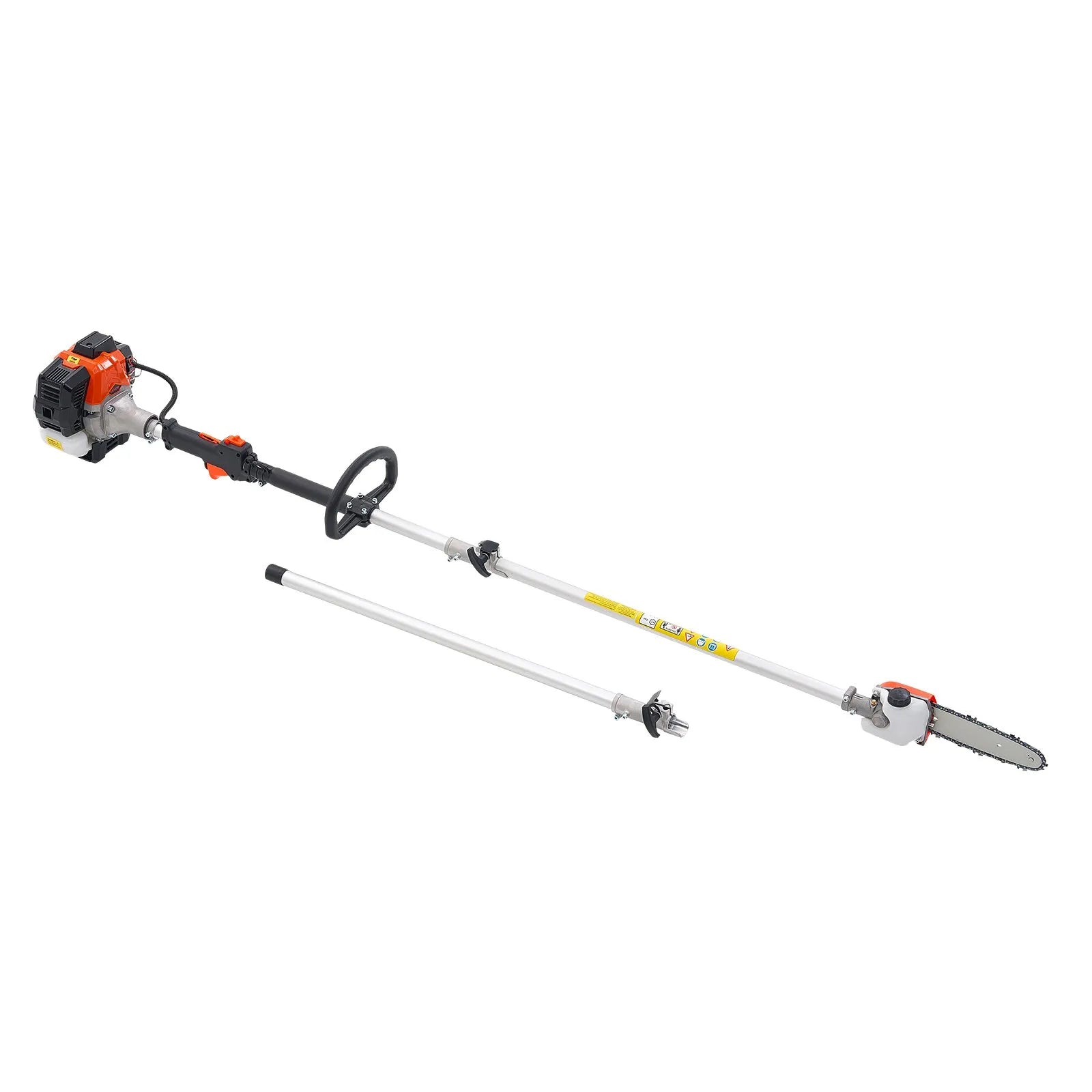 VEVOR benzīna teleskopiskais zaru zāģis ar 25 cm³ divtaktu dzinēju, 20,3 cm griešanas sliedi, 650 ml degvielas tvertni un pagarinājumu no 2 līdz 2,74 m, jaudīgs bezvadu ķēdes zāģis koku apgriešanai un kopšanai