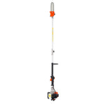 VEVOR benzīna teleskopiskais zaru zāģis ar 25 cm³ divtaktu dzinēju, 20,3 cm griešanas sliedi, 650 ml degvielas tvertni un pagarinājumu no 2 līdz 2,74 m, jaudīgs bezvadu ķēdes zāģis koku apgriešanai un kopšanai
