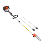 VEVOR benzīna teleskopiskais zaru zāģis ar 33 cm³ divtaktu dzinēju, 20,3 cm griešanas sliedi, 850 ml degvielas tvertni un pagarinājumu no 2 līdz 3,5 m, jaudīgs bezvadu ķēdes zāģis koku apgriešanai un kopšanai
