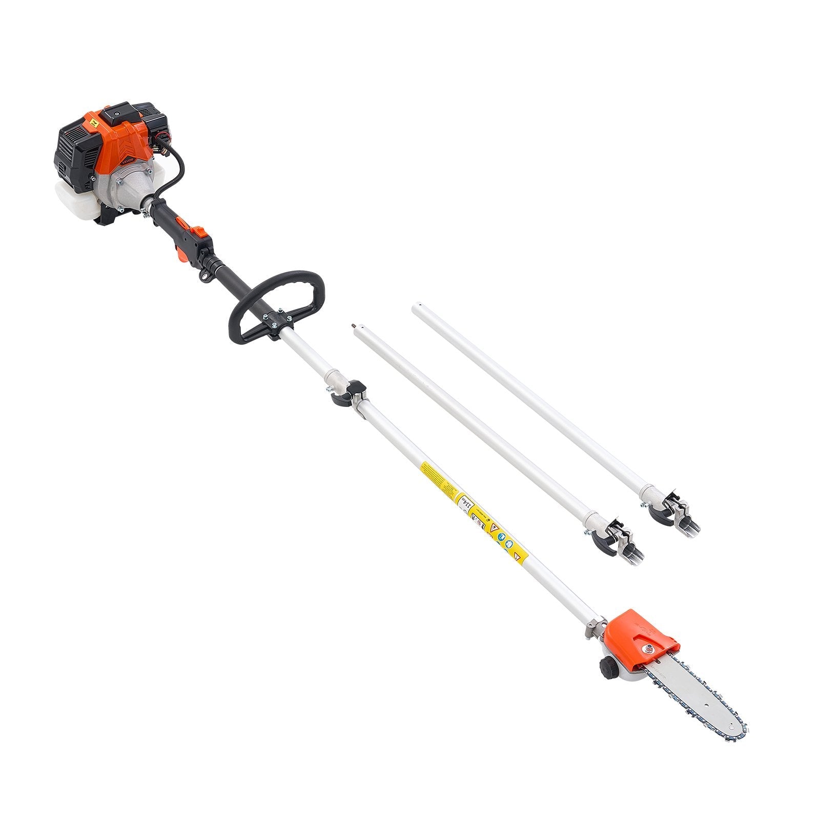 VEVOR benzīna teleskopiskais zaru zāģis ar 33 cm³ divtaktu dzinēju, 20,3 cm griešanas sliedi, 850 ml degvielas tvertni un pagarinājumu no 2 līdz 3,5 m, jaudīgs bezvadu ķēdes zāģis koku apgriešanai un kopšanai
