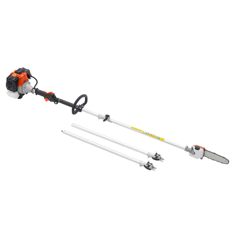 VEVOR benzīna teleskopiskais zaru zāģis ar 33 cm³ divtaktu dzinēju, 20,3 cm griešanas sliedi, 850 ml degvielas tvertni un pagarinājumu no 2 līdz 3,5 m, jaudīgs bezvadu ķēdes zāģis koku apgriešanai un kopšanai