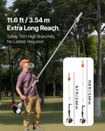 VEVOR benzīna teleskopiskais zaru zāģis ar 33 cm³ divtaktu dzinēju, 20,3 cm griešanas sliedi, 850 ml degvielas tvertni un pagarinājumu no 2 līdz 3,5 m, jaudīgs bezvadu ķēdes zāģis koku apgriešanai un kopšanai