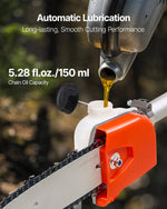 VEVOR benzīna teleskopiskais zaru zāģis ar 33 cm³ divtaktu dzinēju, 20,3 cm griešanas sliedi, 850 ml degvielas tvertni un pagarinājumu no 2 līdz 3,5 m, jaudīgs bezvadu ķēdes zāģis koku apgriešanai un kopšanai