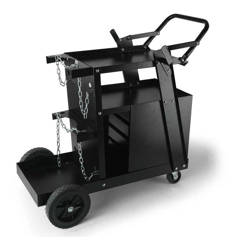 VEVOR Welding Cart, 2 Layers, 4 Drawers, 120 kg Load Capacity, 360° Rotating Castors, Gas Cylinder Safety Chains