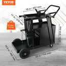 VEVOR Welding Cart, 2 Layers, 4 Drawers, 120 kg Load Capacity, 360° Rotating Castors, Gas Cylinder Safety Chains