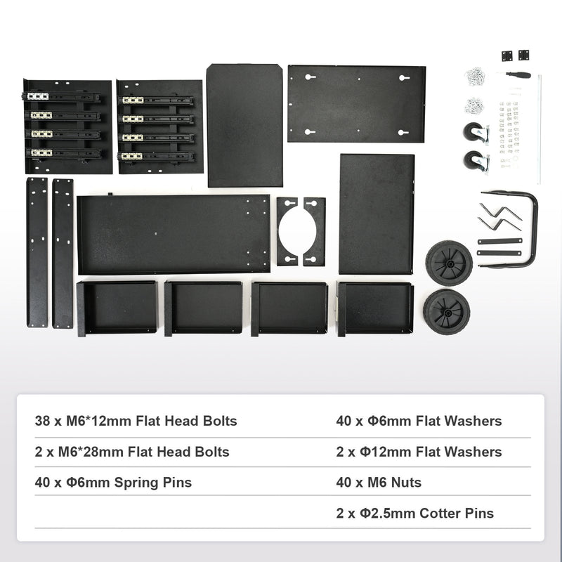 VEVOR Welding Cart, 2 Layers, 4 Drawers, 120 kg Load Capacity, 360° Rotating Castors, Gas Cylinder Safety Chains
