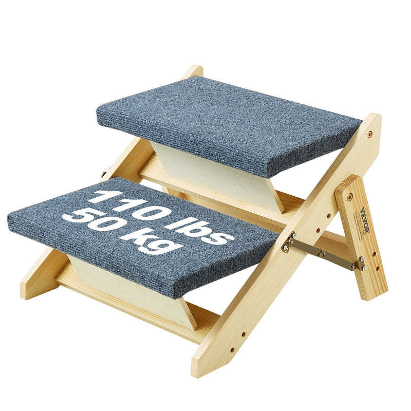VEVOR 2-in-1 salokāmās koka suņu kāpnes/pakāpieni ar 2 pakāpieniem līdz 50 kg