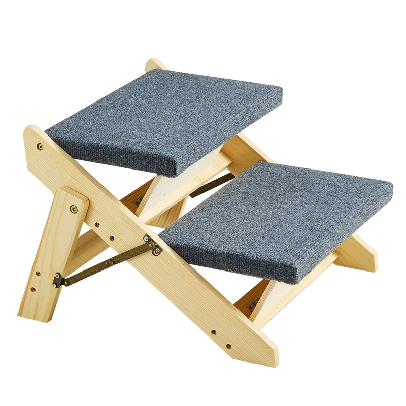 VEVOR 2-in-1 salokāmās koka suņu kāpnes/pakāpieni ar 2 pakāpieniem līdz 50 kg