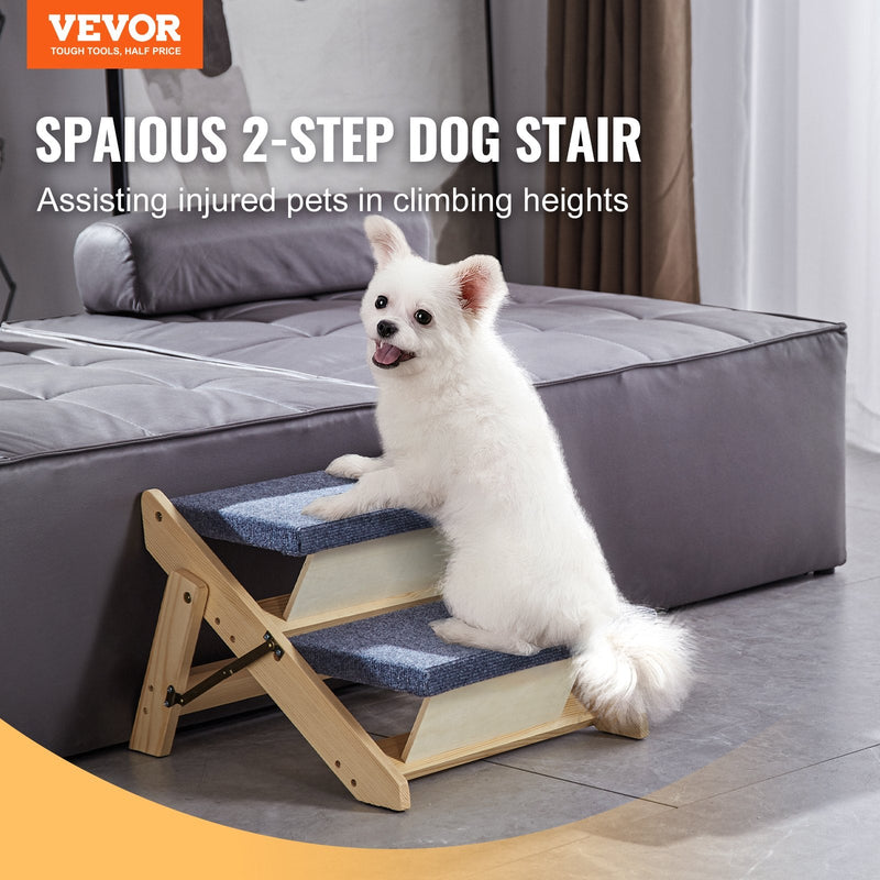 VEVOR 2-in-1 salokāmās koka suņu kāpnes/pakāpieni ar 2 pakāpieniem līdz 50 kg