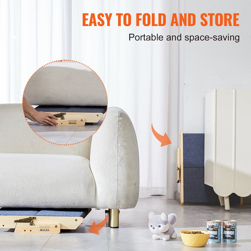 VEVOR 2-in-1 salokāmās koka suņu kāpnes/pakāpieni ar 2 pakāpieniem līdz 50 kg