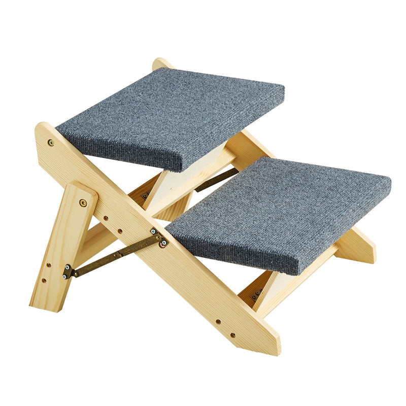 VEVOR 2-in-1 salokāmās koka suņu kāpnes/pakāpieni ar 2 pakāpieniem līdz 50 kg