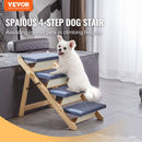 VEVOR Koka mājdzīvnieku kāpnes/pakāpieni ar 4 pakāpieniem, 2-in-1 salokāmas suņu kāpnes, līdz 68 kg
