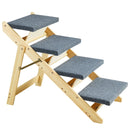 VEVOR Koka mājdzīvnieku kāpnes/pakāpieni ar 4 pakāpieniem, 2-in-1 salokāmas suņu kāpnes, līdz 68 kg