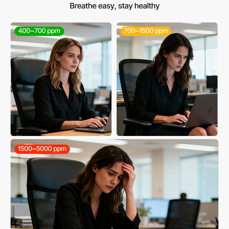 VEVOR oglekļa dioksīda (CO₂) monitors ar temperatūras un mitruma displeju, CO₂ kontrolieris ar 4,57 m NDIR sensora kabeli, pārnēsājams CO₂ sensors lietošanai ārā, mājās, birojā un automašīnā